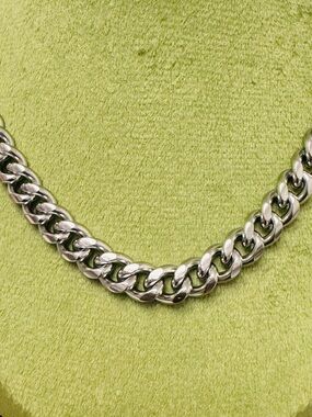 Polished Silver Chunky Curb Chain Necklace